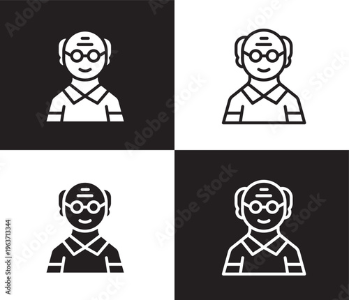 old man icon. Outline and filled old man icon from people and relation collection. Outline vector. Editable old man symbol