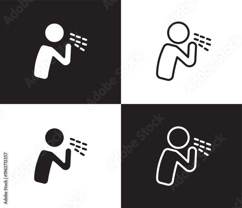 cough icon. Outline and filled cough icon from people and relation collection. Outline vector. Editable cough symbol