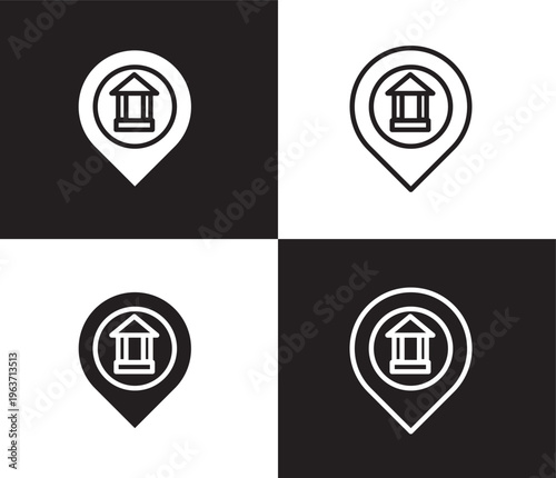museum map icon. Outline and filled museum map icon from museum and exhibition collection. Thin line and Solid vectors isolated on black, white background. Editable museum map symbol