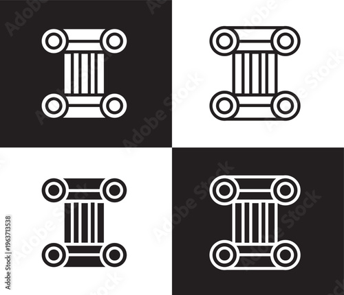 antique column icon. Outline and filled antique column icon from museum and exhibition collection. Thin line and Solid vectors isolated on black, white background. Editable antique column symbol