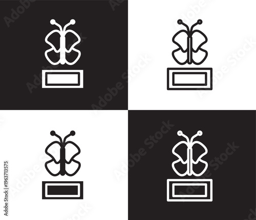 butterfly icon. Outline and filled butterfly icon from museum and exhibition collection. Thin line and Solid vectors isolated on black, white background. Editable butterfly symbol