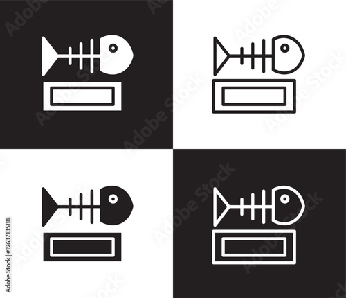 fishbone icon. Outline and filled fishbone icon from museum and exhibition collection. Thin line and Solid vectors isolated on black, white background. Editable fishbone symbol