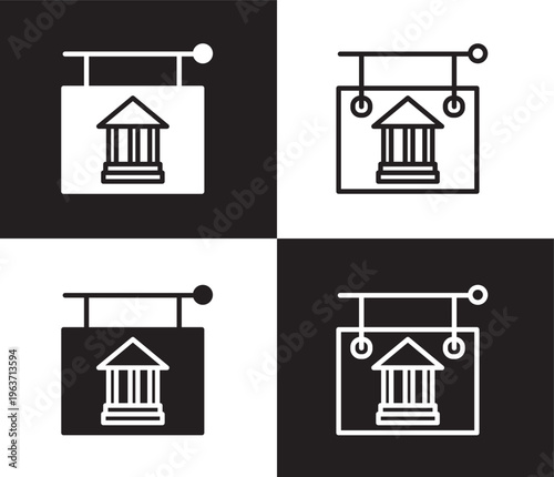 signs icon. Outline and filled signs icon from museum and exhibition collection. Thin line and Solid vectors isolated on black, white background. Editable signs symbol