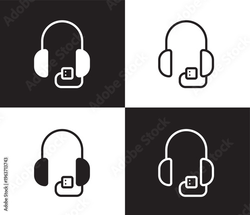 audio guide icon. Outline and filled audio guide icon from museum and exhibition collection. Thin line and Solid vectors isolated on black, white background. Editable audio guide symbol