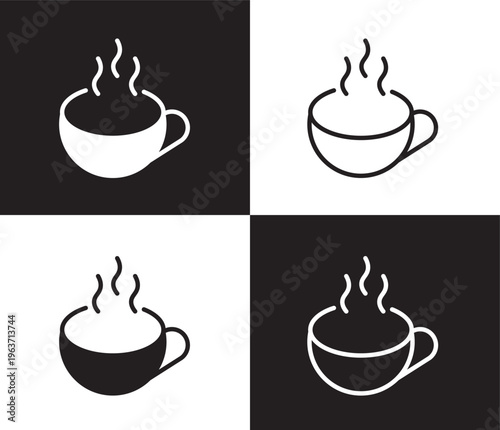 cafe icon. Outline and filled cafe icon from museum and exhibition collection. Thin line and Solid vectors isolated on black, white background. Editable cafe symbol