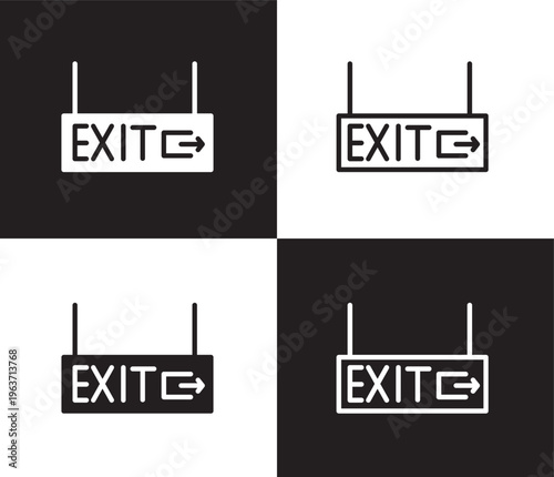 exit icon. Outline and filled exit icon from museum and exhibition collection. Thin line and Solid vectors isolated on black, white background. Editable exit symbol