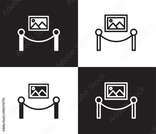 painting icon. Outline and filled painting icon from museum and exhibition collection. Thin line and Solid vectors isolated on black, white background. Editable painting symbol