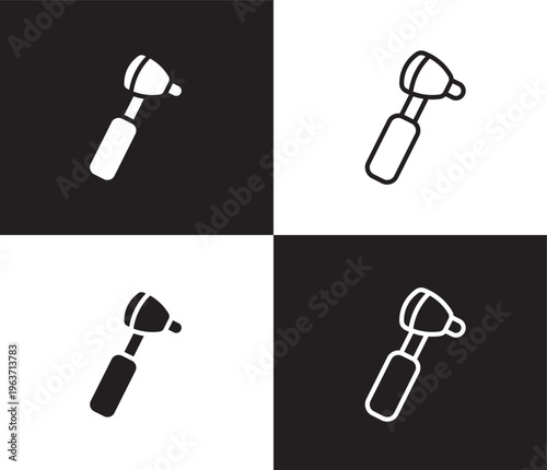 otoscope icon. Outline and filled otoscope icon from medical collection. Thin line and Solid vectors isolated on black, white background. Editable otoscope symbol