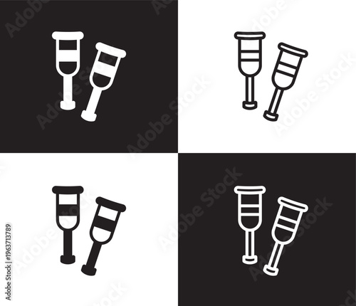 crutches icon. Outline and filled crutches icon from medical collection. Thin line and Solid vectors isolated on black, white background. Editable crutches symbol