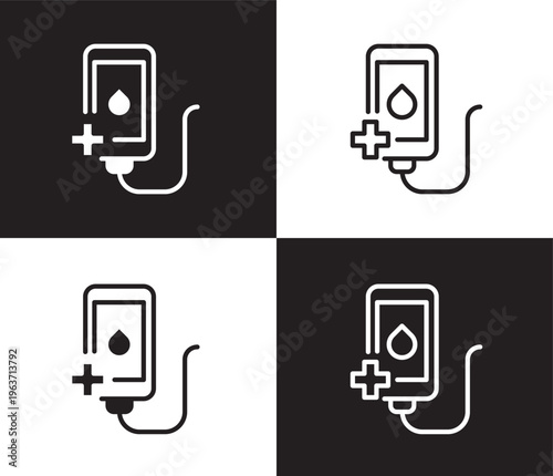 transfusion icon. Outline and filled transfusion icon from medical collection. Thin line and Solid vectors isolated on black, white background. Editable transfusion symbol