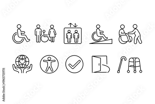Accessible icons representing various aspects of disability and inclusivity