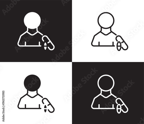 patient icon. Outline and filled patient icon from medical collection. Thin line and Solid vectors isolated on black, white background. Editable patient symbol