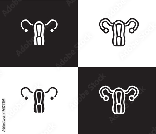 uterus icon. Outline and filled uterus icon from medical collection. Thin line and Solid vectors isolated on black, white background. Editable uterus symbol