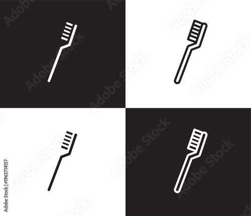 tooth brush icon. Outline and filled tooth brush icon from medical collection. Thin line and Solid vectors isolated on black, white background. Editable tooth brush symbol