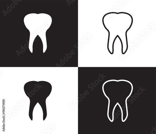 teeth icon. Outline and filled teeth icon from medical collection. Thin line and Solid vectors isolated on black, white background. Editable teeth symbol