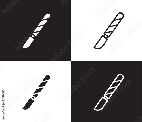 scalpel icon. Outline and filled scalpel icon from medical collection. Thin line and Solid vectors isolated on black, white background. Editable scalpel symbol