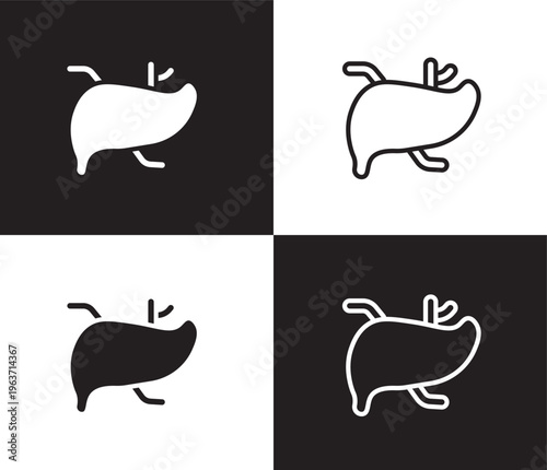 liver icon. Outline and filled liver icon from medical collection. Thin line and Solid vectors isolated on black, white background. Editable liver symbol