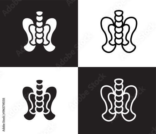 pelvis icon. Outline and filled pelvis icon from medical and healthcare collection. Thin line and Solid vectors isolated on black, white background. Editable pelvis symbol