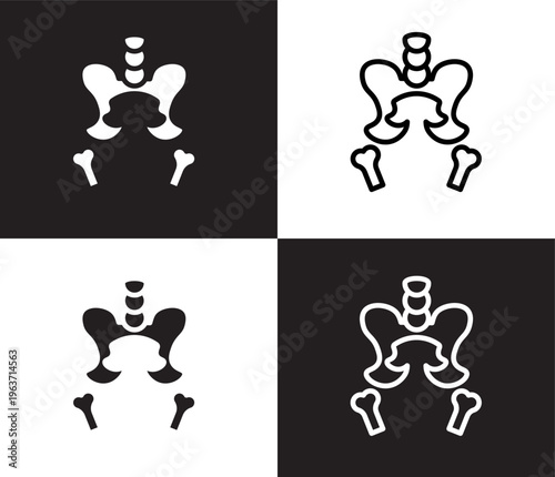 pelvic area icon. Outline and filled pelvic area icon from medical and healthcare collection. Thin line and Solid vectors isolated on black, white background. Editable pelvic area symbol