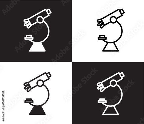 microscope tool icon. Outline and filled microscope tool icon from medical and healthcare collection. Thin line and Solid vectors isolated on black, white background. Editable microscope tool symbol