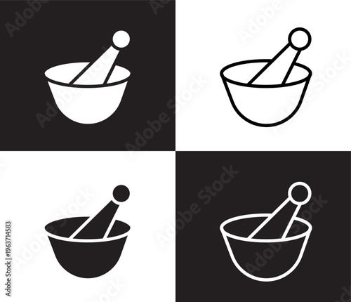 medicines bowl icon. Outline and filled medicines bowl icon from medical and healthcare collection. Thin line and Solid vectors isolated on black, white background. Editable medicines bowl symbol
