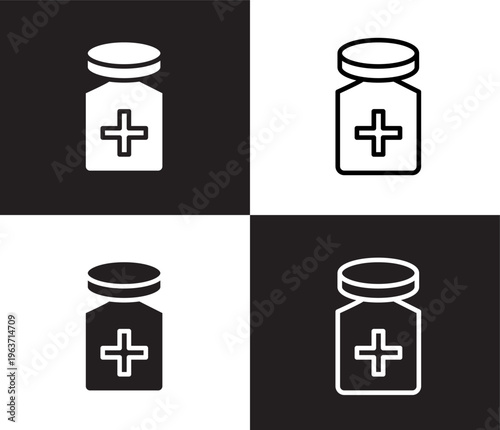 cure icon. Outline and filled cure icon from medical and healthcare collection. Thin line and Solid vectors isolated on black, white background. Editable cure symbol