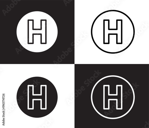 heliport icon. Outline and filled heliport icon from medical and healthcare collection. Thin line and Solid vectors isolated on black, white background. Editable heliport symbol