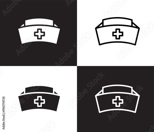 nurse cross icon. Outline and filled nurse cross icon from medical and healthcare collection. Thin line and Solid vectors isolated on black, white background. Editable nurse cross symbol