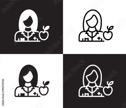 nutrionist icon. Outline and filled nutrionist icon from medical and healthcare collection. Thin line and Solid vectors isolated on black, white background. Editable nutrionist symbol