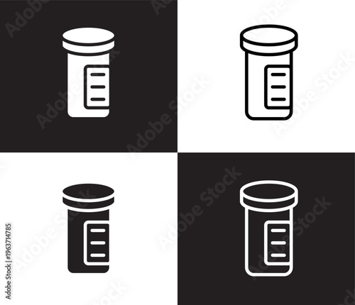 pills jar icon. Outline and filled pills jar icon from medical and healthcare collection. Thin line and Solid vectors isolated on black, white background. Editable pills jar symbol