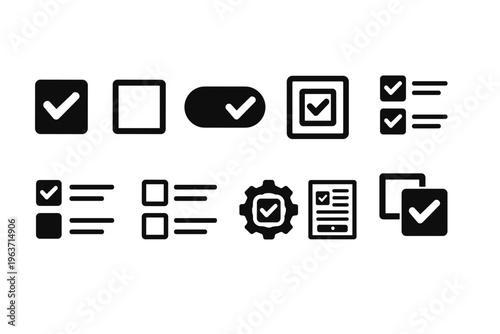 Collection of checkmark and checkbox icons representing choices and tasks