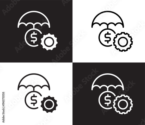 money insurance icon. Outline and filled money insurance icon from Insurance and Coverage collection. Thin line and Solid vectors isolated on black, white background. Editable money insurance symbol