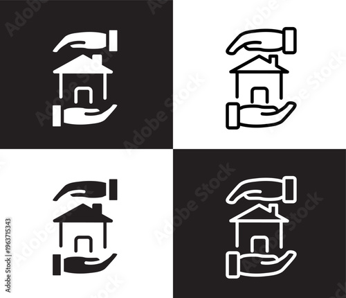 house insurance icon. Outline and filled house insurance icon from Insurance and Coverage collection. Thin line and Solid vectors isolated on black, white background. Editable house insurance symbol
