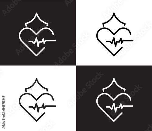 heart insurance icon. Outline and filled heart insurance icon from Insurance and Coverage collection. Thin line and Solid vectors isolated on black, white background. Editable heart insurance symbol
