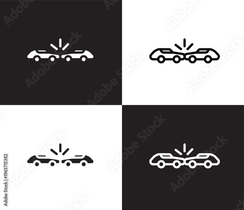 frontal crash icon. Outline and filled frontal crash icon from Insurance and Coverage collection. Thin line and Solid vectors isolated on black, white background. Editable frontal crash symbol