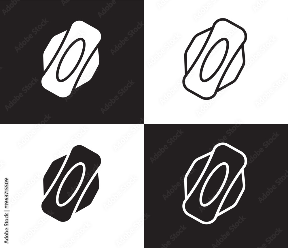 Fototapeta premium hygienic pad icon. Outline and filled hygienic pad icon from Hygiene and Sanitation collection. Thin line and Solid vectors isolated on black, white background. Editable hygienic pad symbol