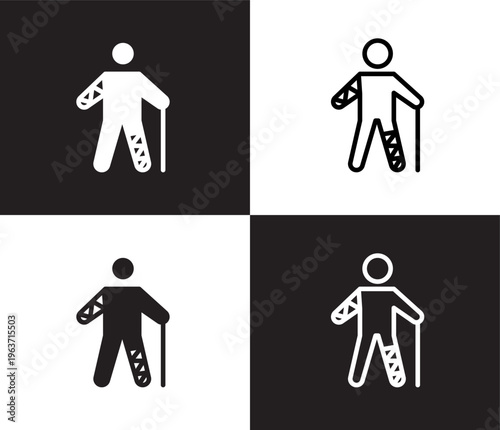 wounded icon. Outline and filled wounded icon from Insurance and Coverage collection. Thin line and Solid vectors isolated on black, white background. Editable wounded symbol