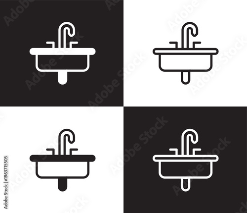 washbasin icon. Outline and filled washbasin icon from Hygiene and Sanitation collection. Thin line and Solid vectors isolated on black, white background. Editable washbasin symbol