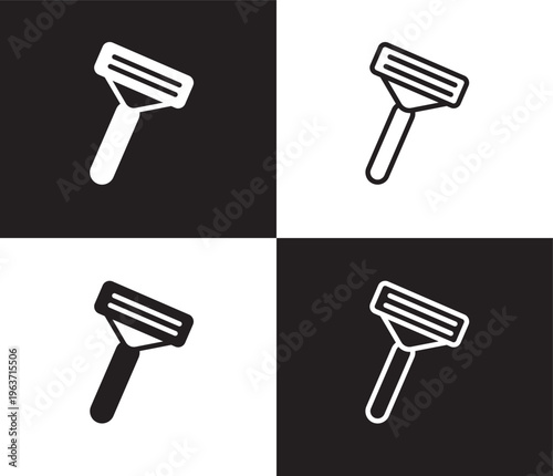 shaving razor icon. Outline and filled shaving razor icon from Hygiene and Sanitation collection. Thin line and Solid vectors isolated on black, white background. Editable shaving razor symbol