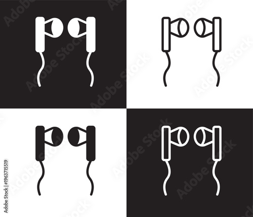 ear buds icon. Outline and filled ear buds icon from Hygiene and Sanitation collection. Thin line and Solid vectors isolated on black, white background. Editable ear buds symbol