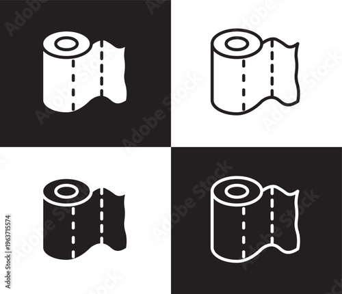 paper towel icon. Outline and filled paper towel icon from Hygiene and Sanitation collection. Thin line and Solid vectors isolated on black, white background. Editable paper towel symbol