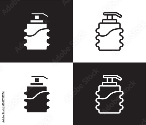 pump bottle icon. Outline and filled pump bottle icon from Hygiene and Sanitation collection. Thin line and Solid vectors isolated on black, white background. Editable pump bottle symbol