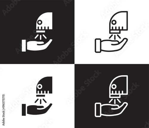 dryer icon. Outline and filled dryer icon from Hygiene and Sanitation collection. Thin line and Solid vectors isolated on black, white background. Editable dryer symbol