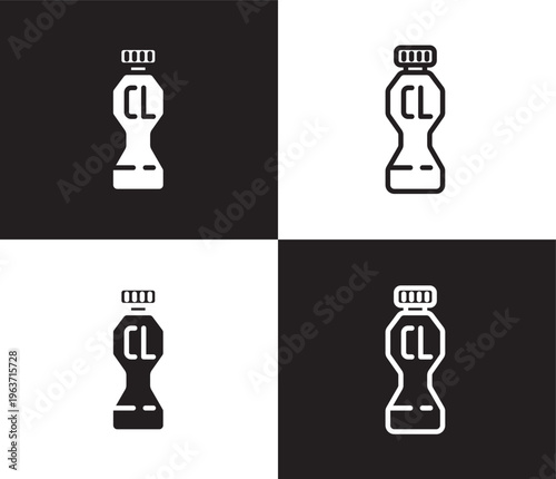 chlorine icon. Outline and filled chlorine icon from Hygiene and Sanitation collection. Thin line and Solid vectors isolated on black, white background. Editable chlorine symbol