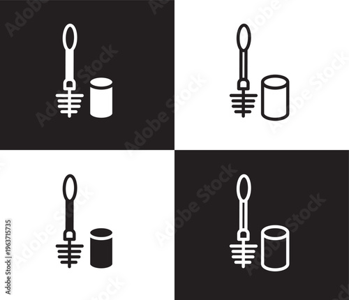 toilet brush icon. Outline and filled toilet brush icon from Hygiene and Sanitation collection. Thin line and Solid vectors isolated on black, white background. Editable toilet brush symbol