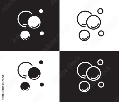 bubbles icon. Outline and filled bubbles icon from Hygiene and Sanitation collection. Thin line and Solid vectors isolated on black, white background. Editable bubbles symbol