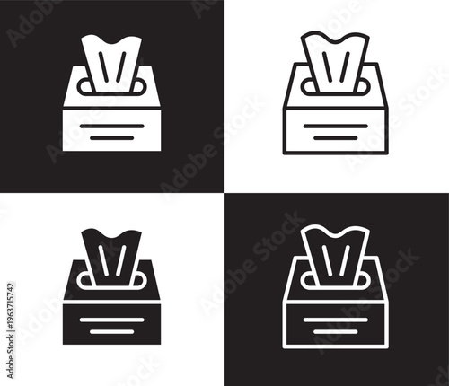 tissues icon. Outline and filled tissues icon from Hygiene and Sanitation collection. Thin line and Solid vectors isolated on black, white background. Editable tissues symbol