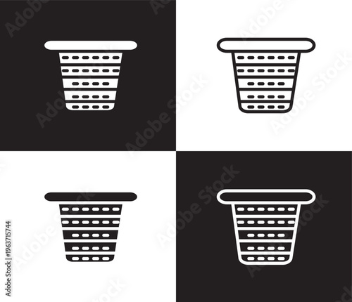 laundry basket icon. Outline and filled laundry basket icon from Hygiene and Sanitation collection. Thin line and Solid vectors isolated on black, white background. Editable laundry basket symbol