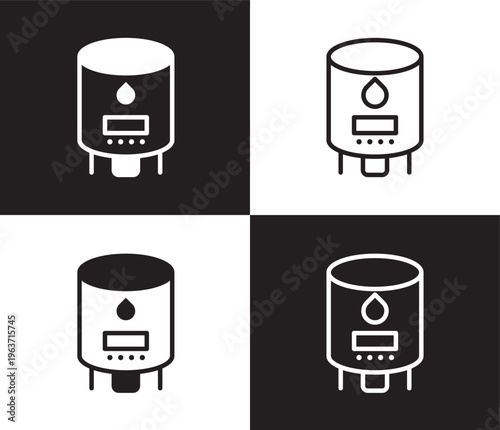 water heater icon. Outline and filled water heater icon from Hygiene and Sanitation collection. Thin line and Solid vectors isolated on black, white background. Editable water heater symbol