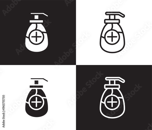 antiseptic icon. Outline and filled antiseptic icon from Hygiene and Sanitation collection. Thin line and Solid vectors isolated on black, white background. Editable antiseptic symbol